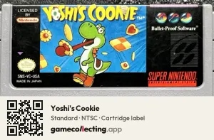 Yoshi's Cookie Super Nintendo Entertainment System, NTSC cartridge label
