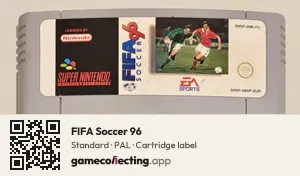 FIFA Soccer 96 Super Nintendo Entertainment System, PAL cartridge label