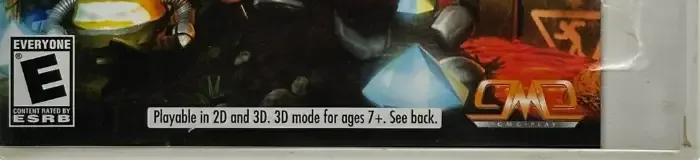 Boulder Dash-XL 3D, the ESRB box on its front