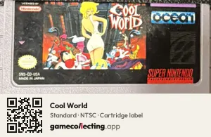 Cool World Super Nintendo Entertainment System, NTSC cartridge label