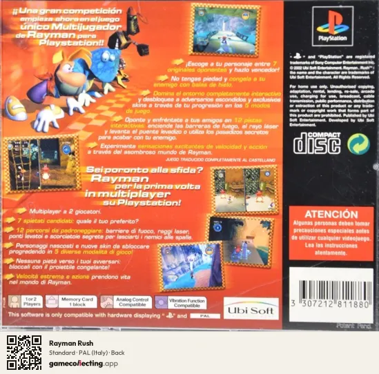 Rayman Rush PlayStation, Italy box back