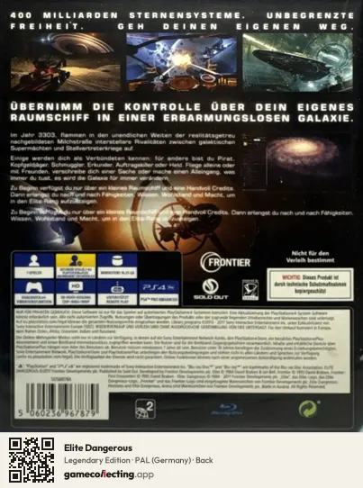 Elite Dangerous PlayStation 4, Germany box back
