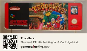 Troddlers Super Nintendo Entertainment System, PAL cartridge label