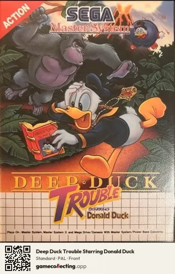 Deep Duck Trouble Starring Donald Duck Sega Master System, PAL box front
