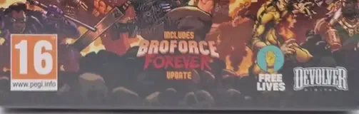 Broforce, the PEGI square on its front