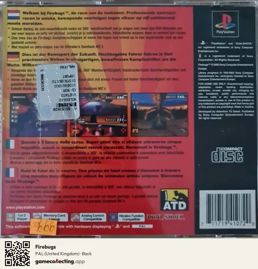 Firebugs PlayStation, United Kingdom box back