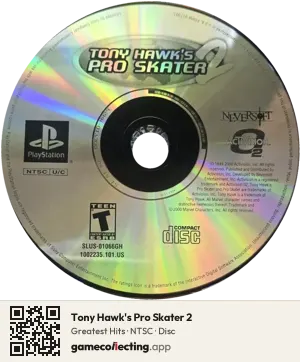 Tony Hawk's Pro Skater 2 PlayStation, NTSC disc
