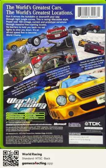 World Racing Xbox, NTSC box back