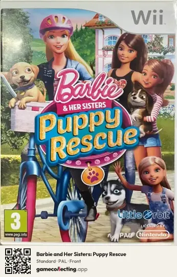 Barbie and Her Sisters: Puppy Rescue Nintendo Wii, PAL box front