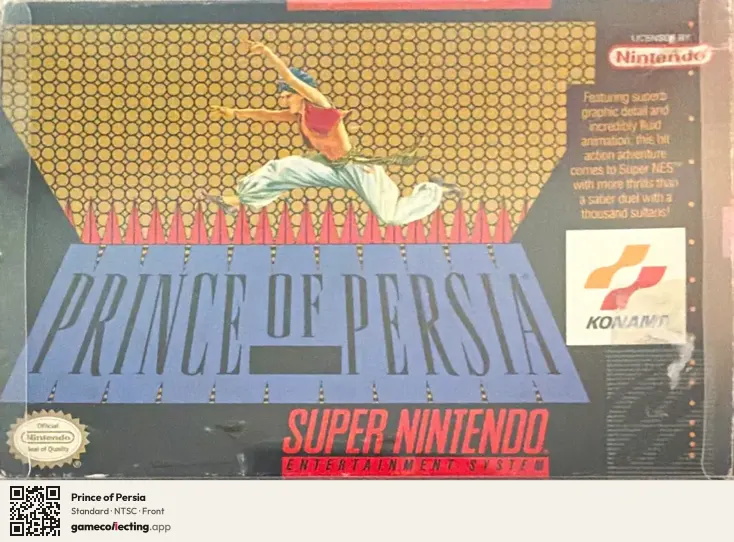 Prince of Persia Super Nintendo Entertainment System, NTSC box front