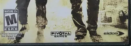 Conflict: Denied Ops, the ESRB box on its front