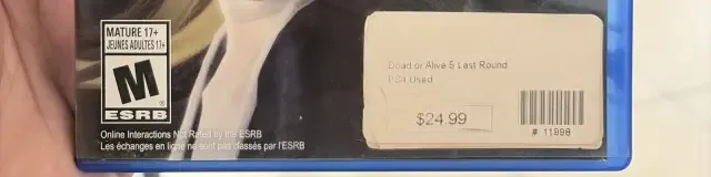 Dead or Alive 5: Last Round, the ESRB box on its front