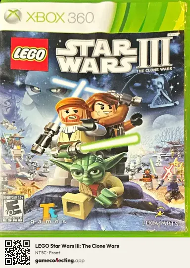 LEGO Star Wars III: The Clone Wars Xbox 360, NTSC box front