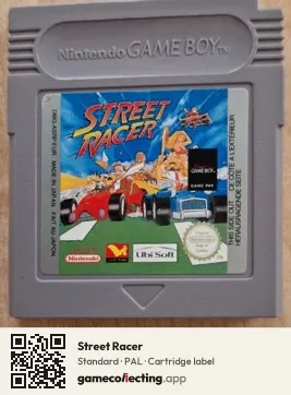 Street Racer Game Boy, PAL cartridge label