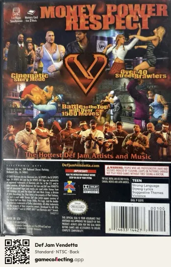 Def Jam Vendetta Nintendo GameCube, NTSC box back