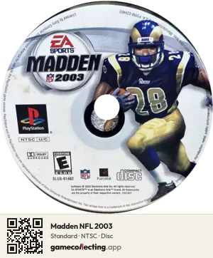 Madden NFL 2003 PlayStation, NTSC disc