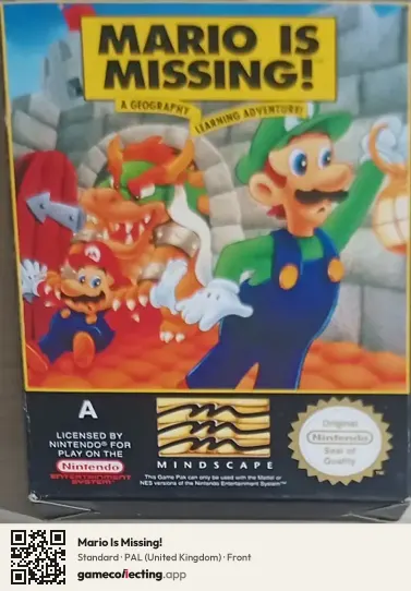 Mario Is Missing! Nintendo Entertainment System, United Kingdom box front