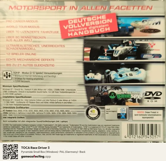 TOCA Race Driver 3 Computer, Germany box back