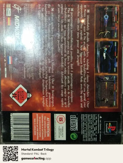 Mortal Kombat Trilogy PlayStation, PAL box back