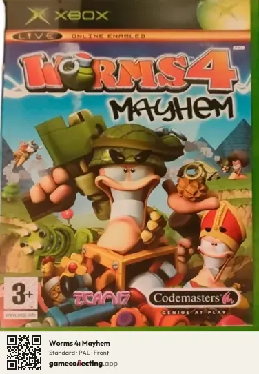 Worms 4: Mayhem Xbox, PAL box front