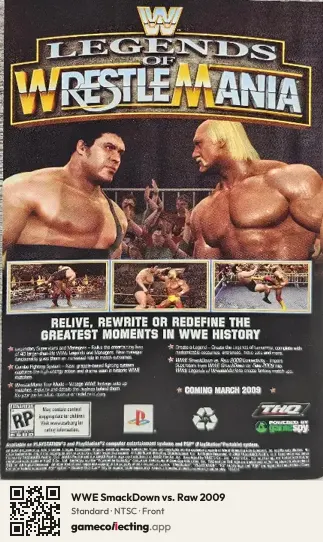 WWE SmackDown vs. Raw 2009 PlayStation 2, NTSC box front