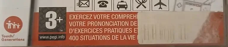 Practise English!, the PEGI square on its front