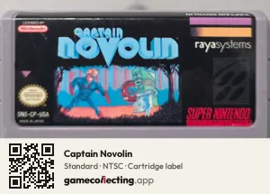 Captain Novolin Super Nintendo Entertainment System, NTSC cartridge label