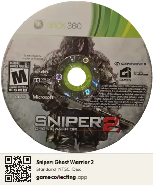 Sniper: Ghost Warrior 2 Xbox 360, NTSC disc