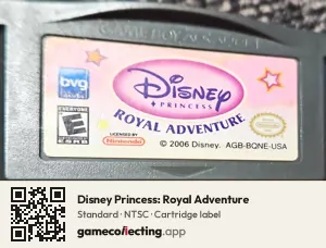 Disney Princess: Royal Adventure Game Boy Advance, NTSC cartridge label