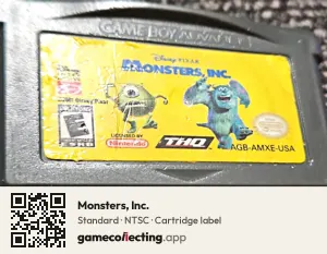 Monsters, Inc. Game Boy Advance, NTSC cartridge label