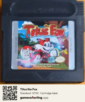 Titus the Fox Game Boy Color, NTSC cartridge label
