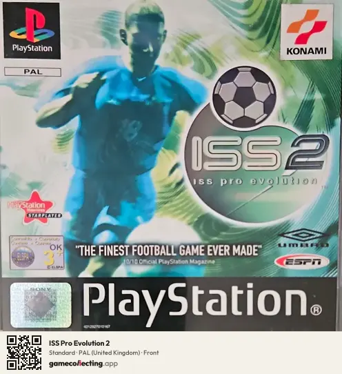 ISS Pro Evolution 2 PlayStation, United Kingdom box front
