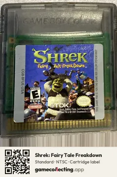Shrek: Fairy Tale Freakdown Game Boy Color, NTSC cartridge label