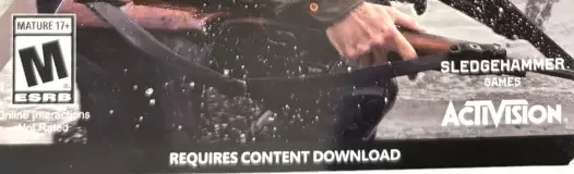 Call of Duty: WWII, the ESRB box on its front
