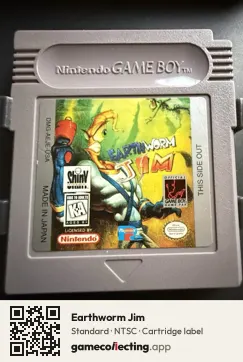 Earthworm Jim Game Boy, NTSC cartridge label