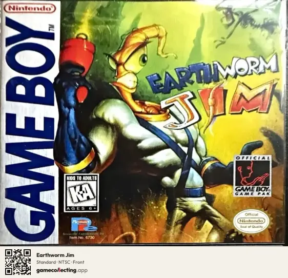 Earthworm Jim Game Boy, NTSC box front