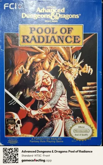 Advanced Dungeons & Dragons: Pool of Radiance Nintendo Entertainment System, NTSC box front