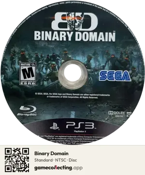 Binary Domain PlayStation 3, NTSC disc