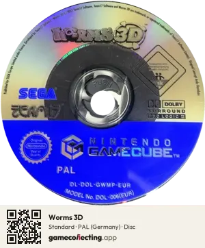 Worms 3D Nintendo GameCube, PAL disc