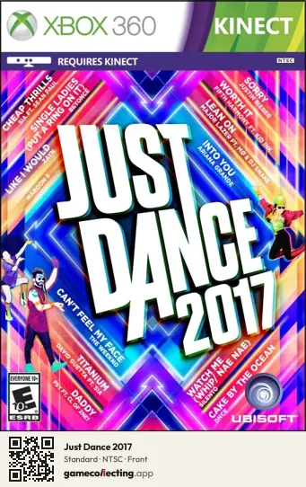 Just Dance 2017 Xbox 360, NTSC box front