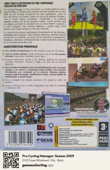 Pro Cycling Manager: Season 2009 Computer, PAL box back