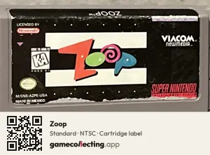 Zoop Super Nintendo Entertainment System, NTSC cartridge label