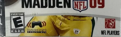 Madden NFL 09, the ESRB box on its front