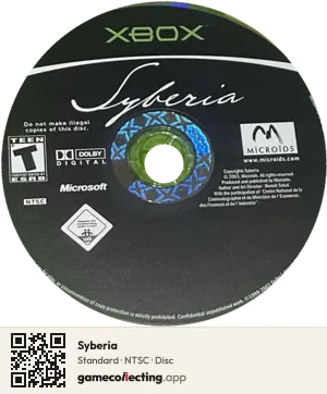 Syberia Xbox, NTSC disc
