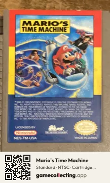 Mario's Time Machine Nintendo Entertainment System, NTSC cartridge label
