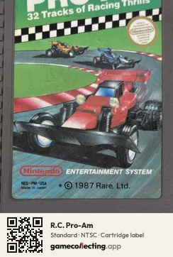 R.C. Pro-Am Nintendo Entertainment System, NTSC cartridge label