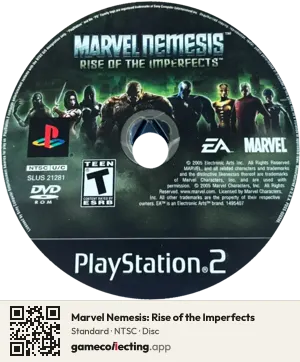 Marvel Nemesis: Rise of the Imperfects PlayStation 2, NTSC disc