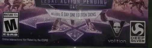 Agents of Mayhem, the ESRB box on its front