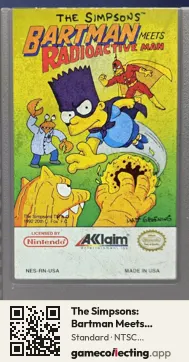 The Simpsons: Bartman Meets Radioactive Man Nintendo Entertainment System, NTSC cartridge label