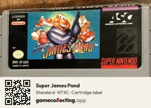 Super James Pond Super Nintendo Entertainment System, NTSC cartridge label